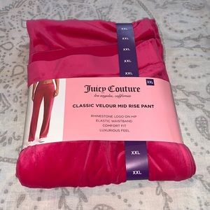 NWT Juicy Couture Classic Velour Mid Rise Pant Pink Size XXL